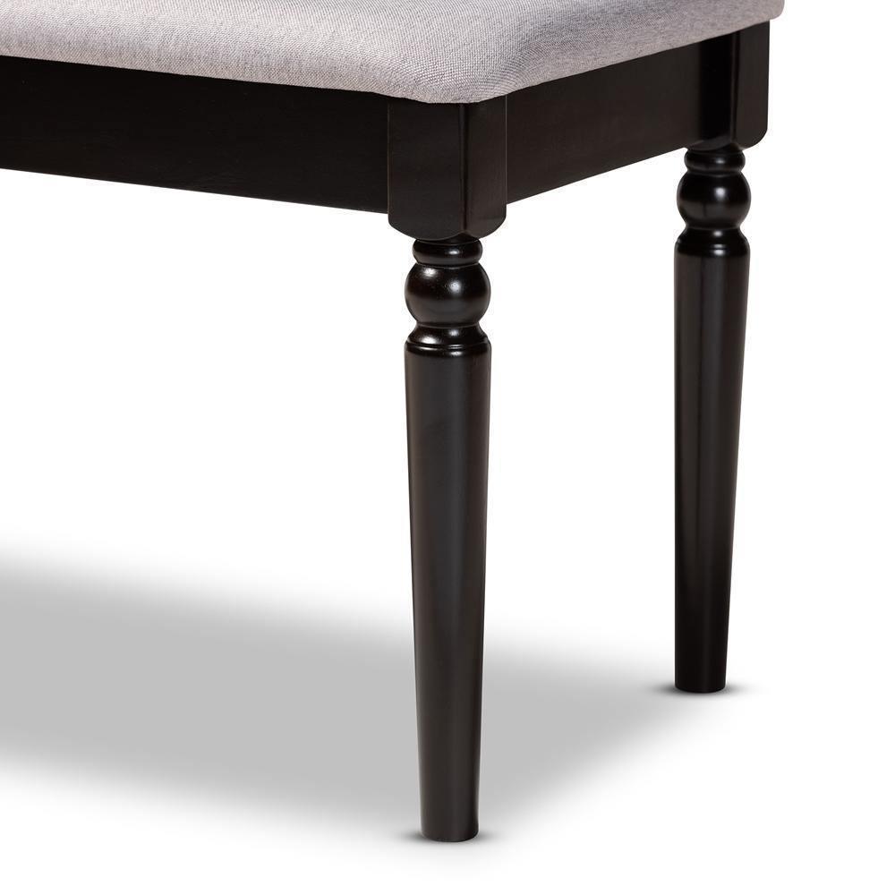 Giovanni Modern and Contemporary Grey Fabric Upholstered and Dark Brown Finished Wood Dining Bench FredCo