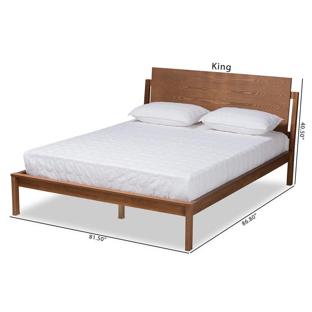 Giuseppe Modern and Contemporary Walnut Brown Finished Queen Size Platform Bed FredCo