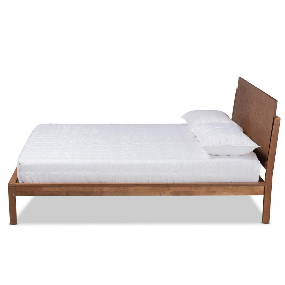 Giuseppe Modern and Contemporary Walnut Brown Finished Queen Size Platform Bed FredCo