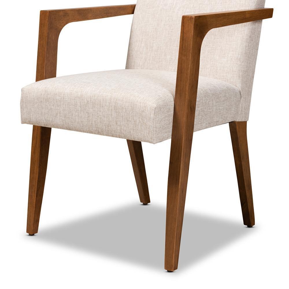 Glenda Mid-Century Modern Beige Fabric Upholstered and Walnut Brown Finished Wood 7-Piece Dining Set FredCo