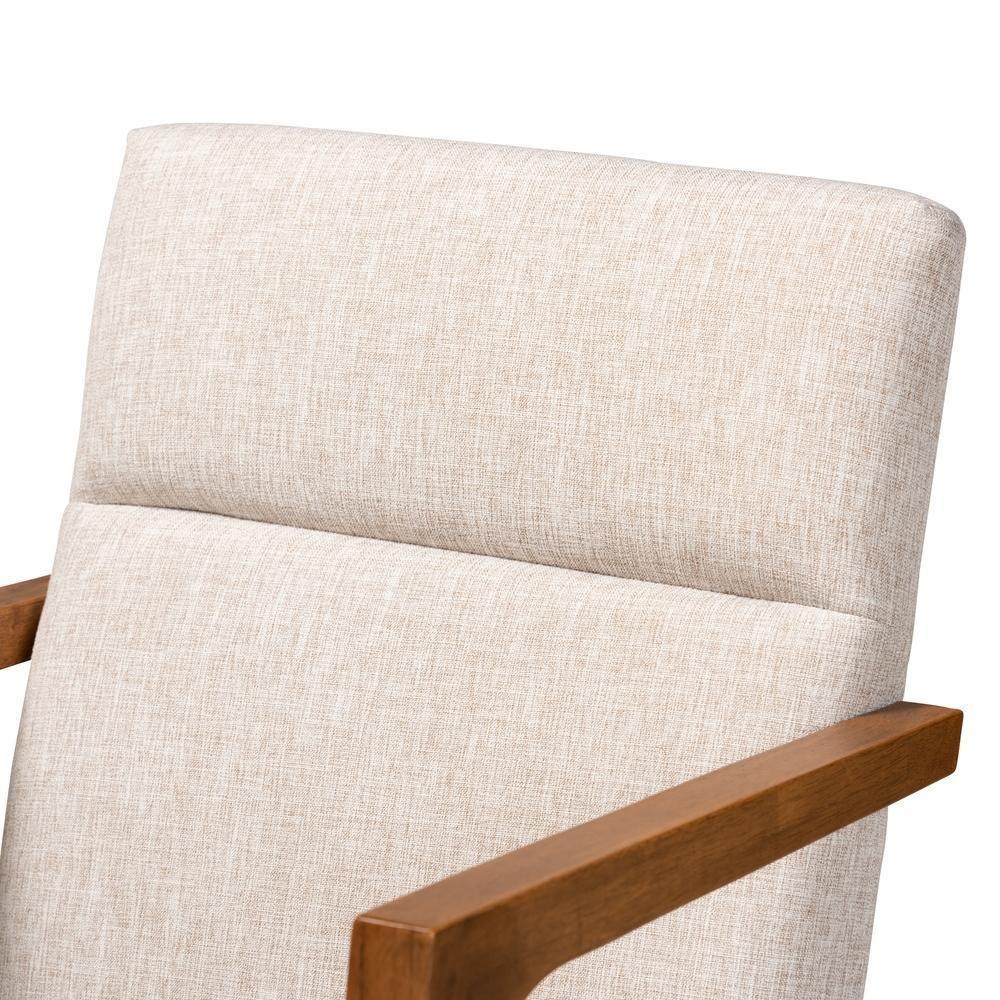 Glenda Mid-Century Modern Beige Fabric Upholstered and Walnut Brown Finished Wood 7-Piece Dining Set FredCo