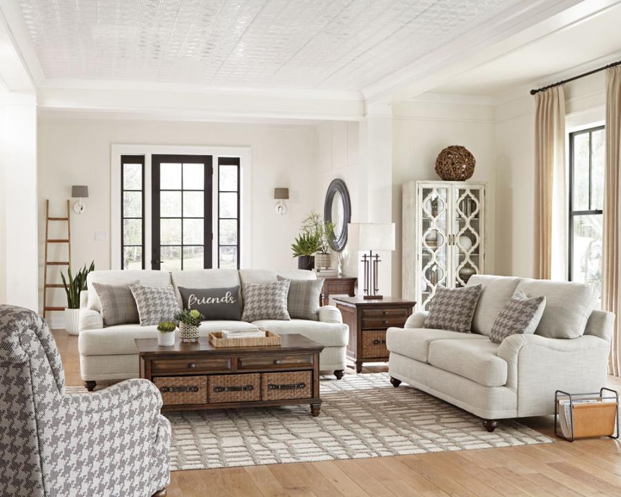 Glenn 3-piece Cushion Back Living Room Set Light Grey 511094-S3 Coaster FredCo