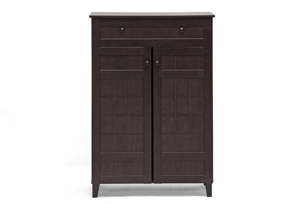 Glidden Dark Brown Wood Modern Shoe Cabinet (Tall) FredCo