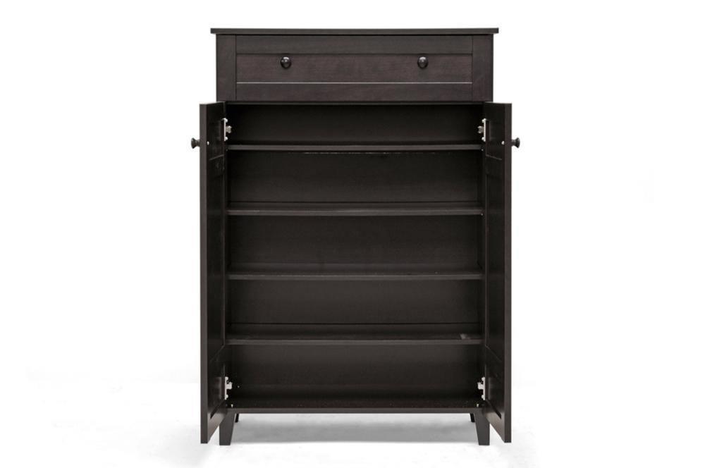 Glidden Dark Brown Wood Modern Shoe Cabinet (Tall) FredCo