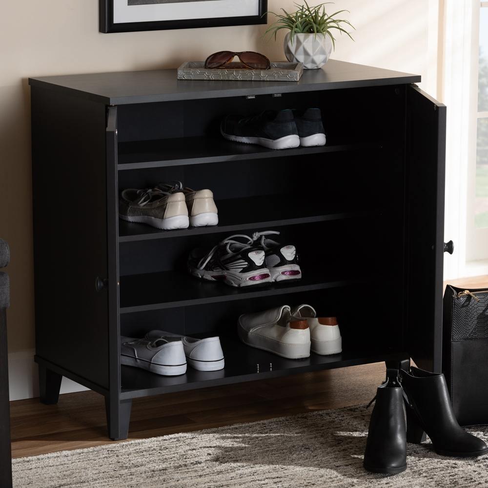 Glidden Modern and Contemporary Dark Grey Finished 4-Shelf Wood Shoe Storage Cabinet FredCo