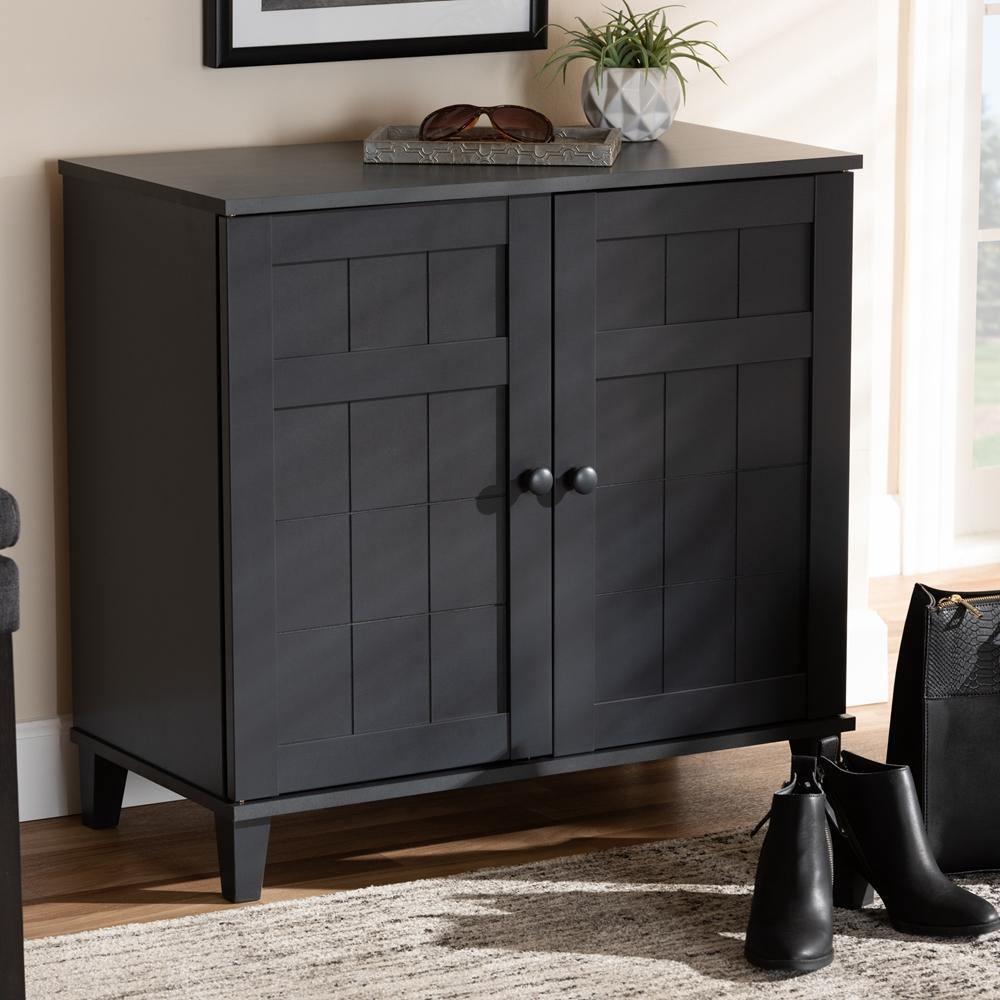 Glidden Modern and Contemporary Dark Grey Finished 4-Shelf Wood Shoe Storage Cabinet FredCo