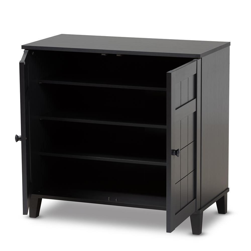 Glidden Modern and Contemporary Dark Grey Finished 4-Shelf Wood Shoe Storage Cabinet FredCo