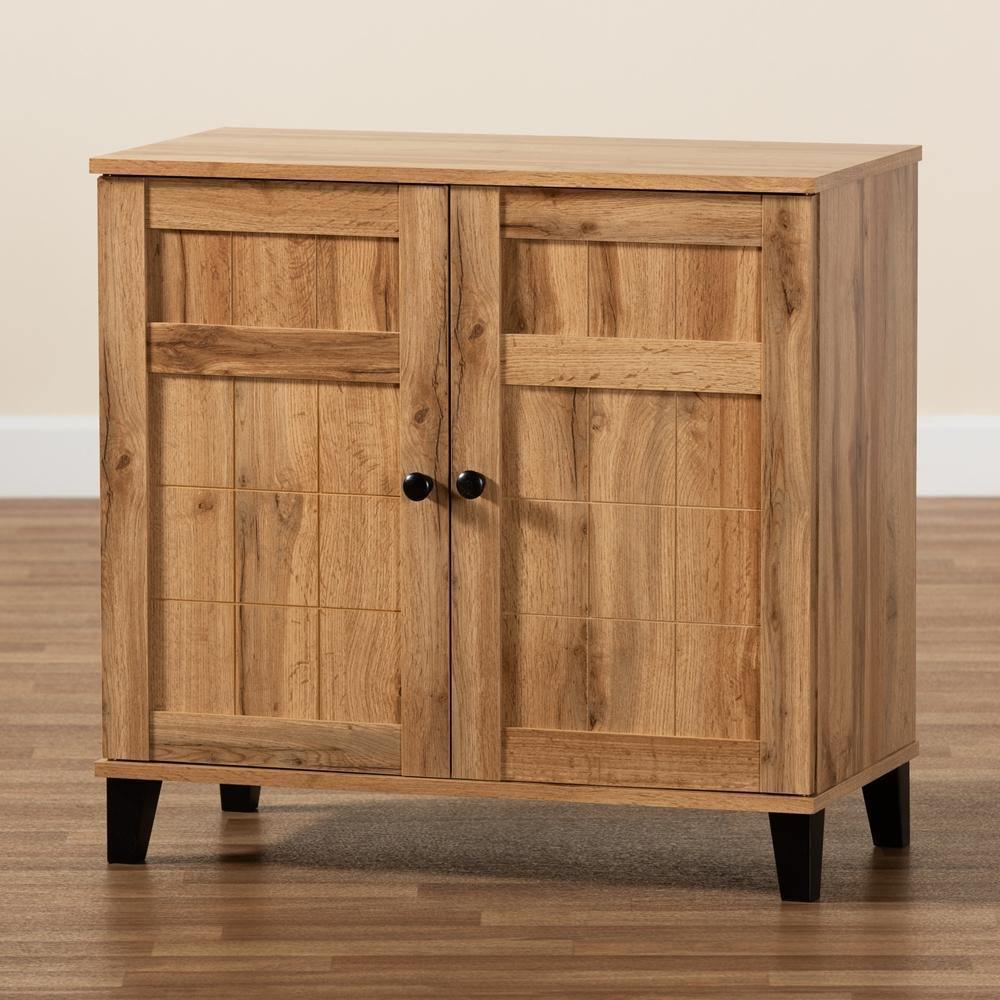 Glidden Modern and Contemporary Oak Brown Finished Wood 2-Door Shoe Storage Cabinet FredCo