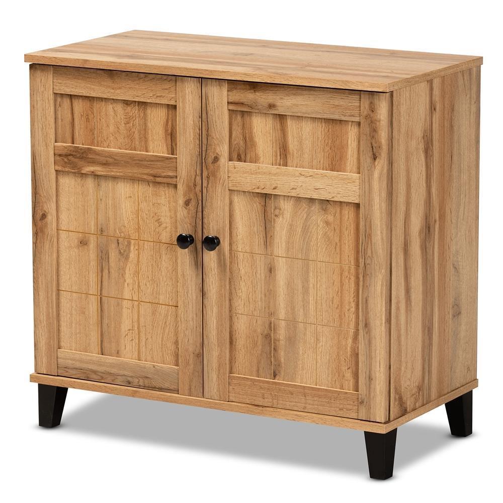 Glidden Modern and Contemporary Oak Brown Finished Wood 2-Door Shoe Storage Cabinet FredCo