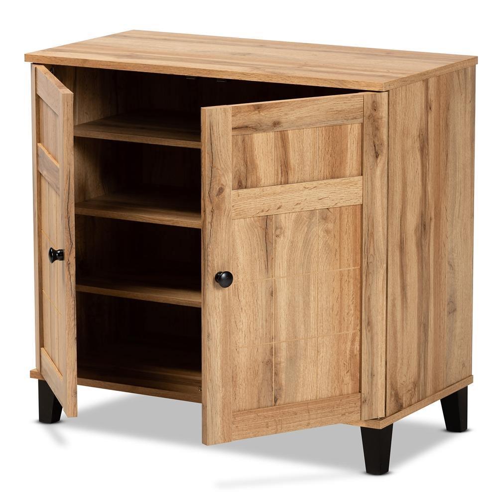 Glidden Modern and Contemporary Oak Brown Finished Wood 2-Door Shoe Storage Cabinet FredCo