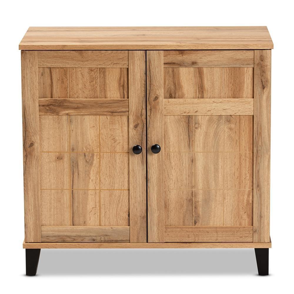 Glidden Modern and Contemporary Oak Brown Finished Wood 2-Door Shoe Storage Cabinet FredCo