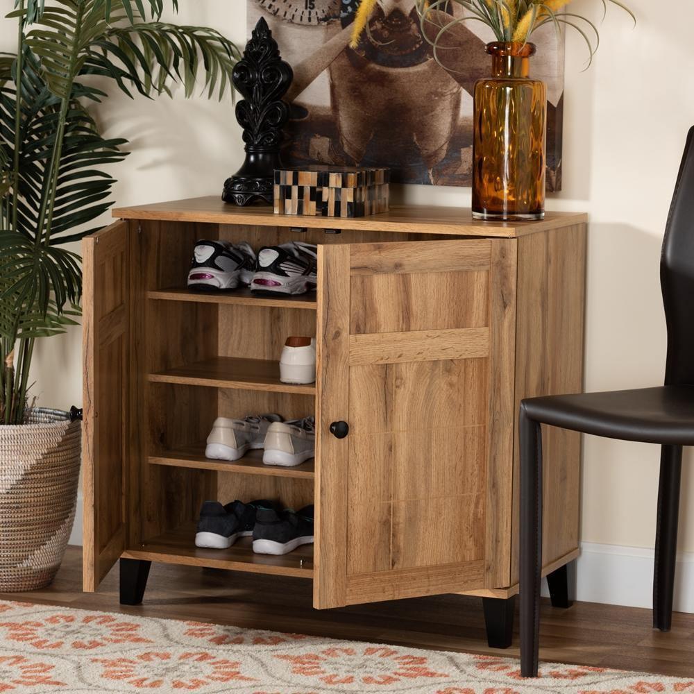 Glidden Modern and Contemporary Oak Brown Finished Wood 2-Door Shoe Storage Cabinet FredCo