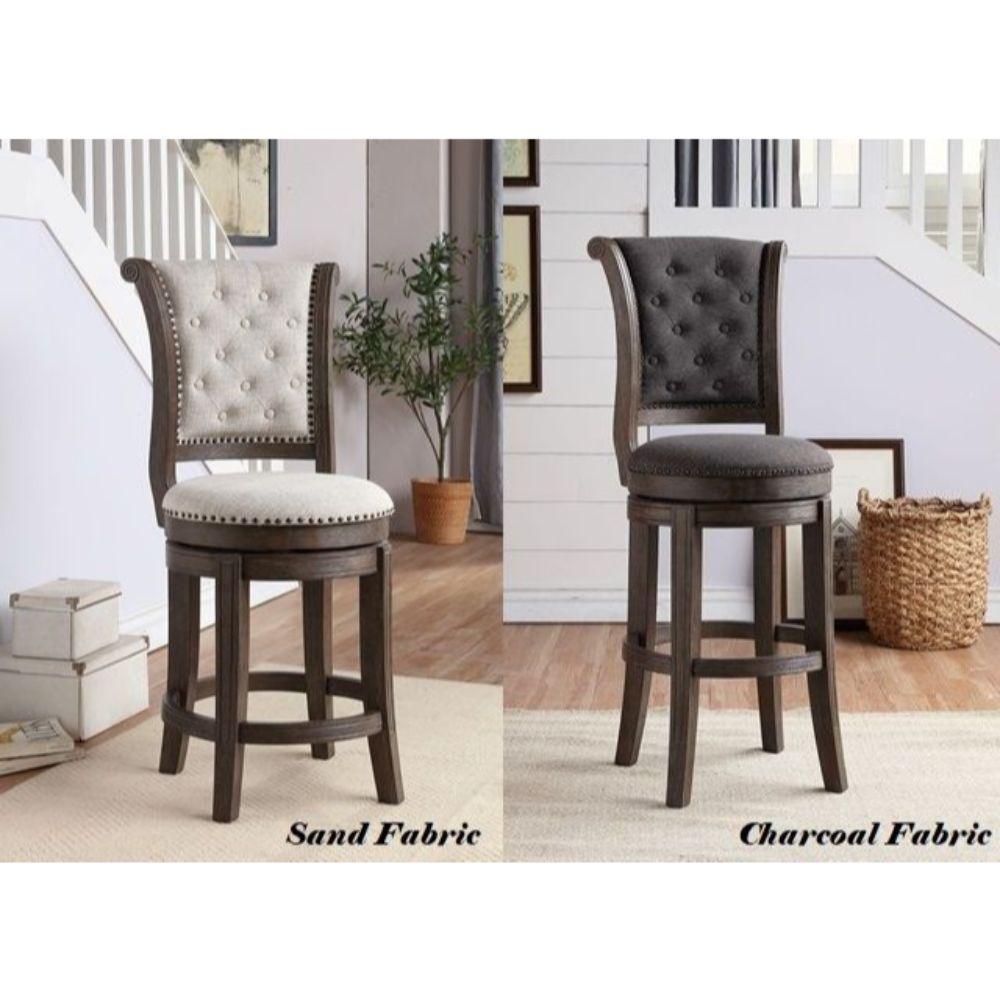Glison Counter Height Chair (Set-2) Beige Fabric & Walnut FredCo