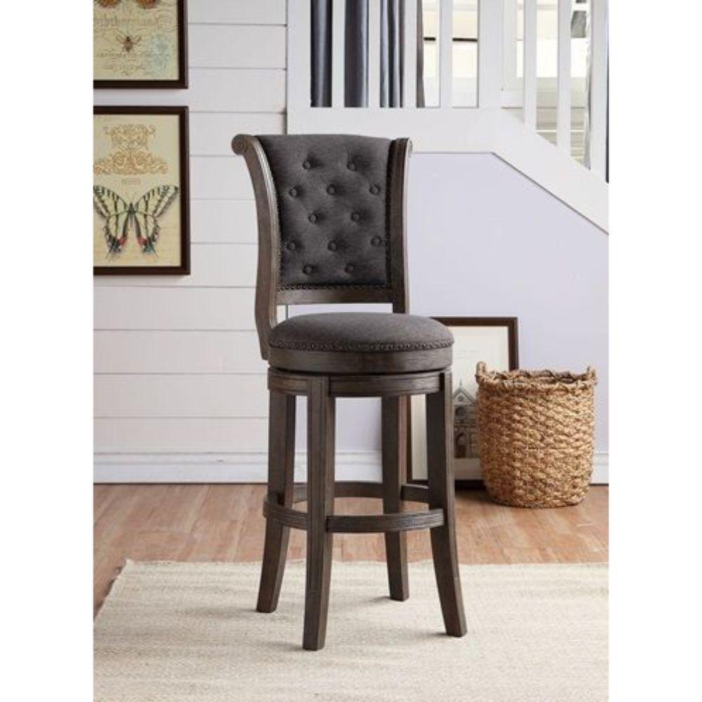 Glison Counter Height Chair (Set-2) Charcoal Fabric & Walnut FredCo