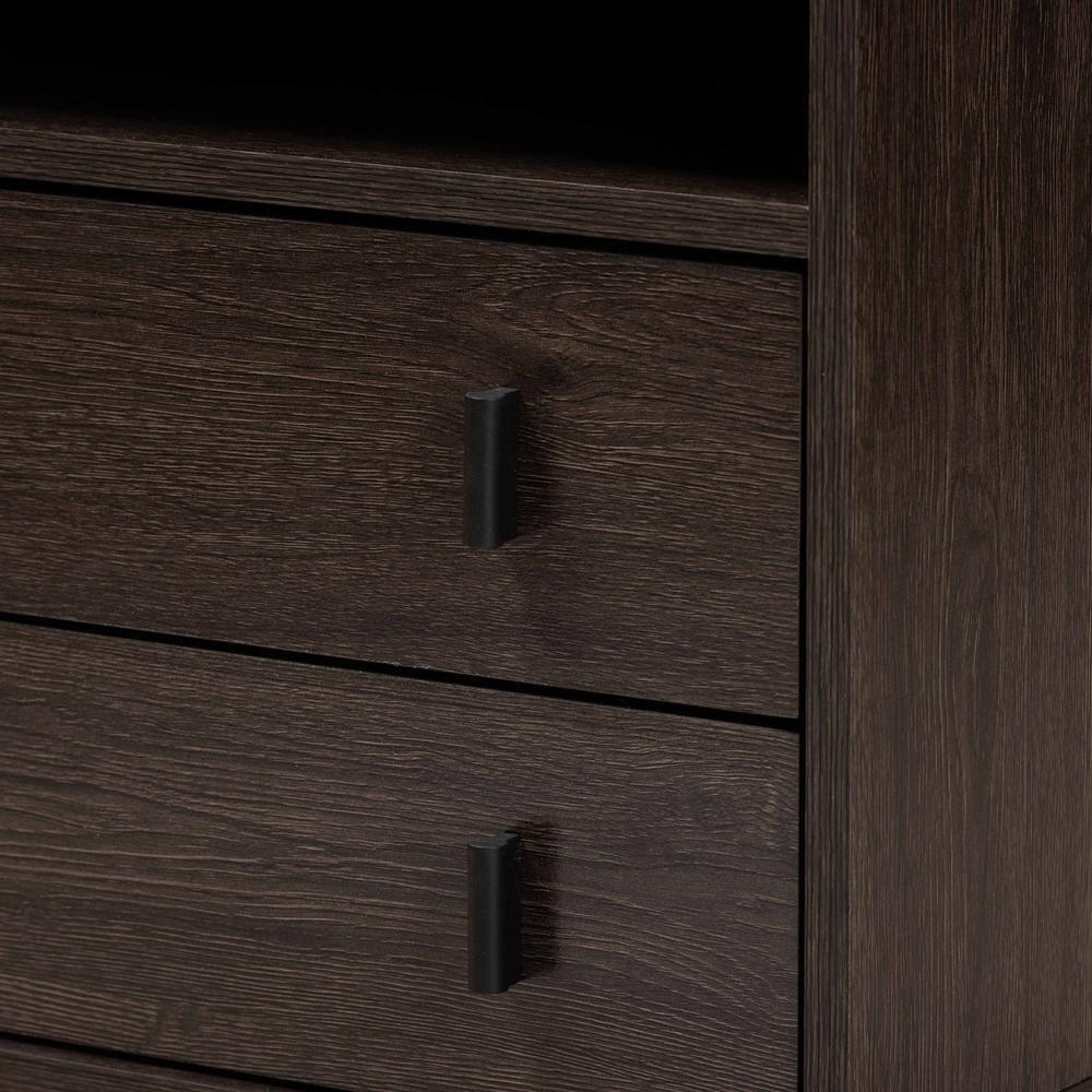 Glover Modern and Contemporary Dark Brown Finished Wood and Rose Gold-Tone Finished Metal 2-Drawer Nightstand FredCo