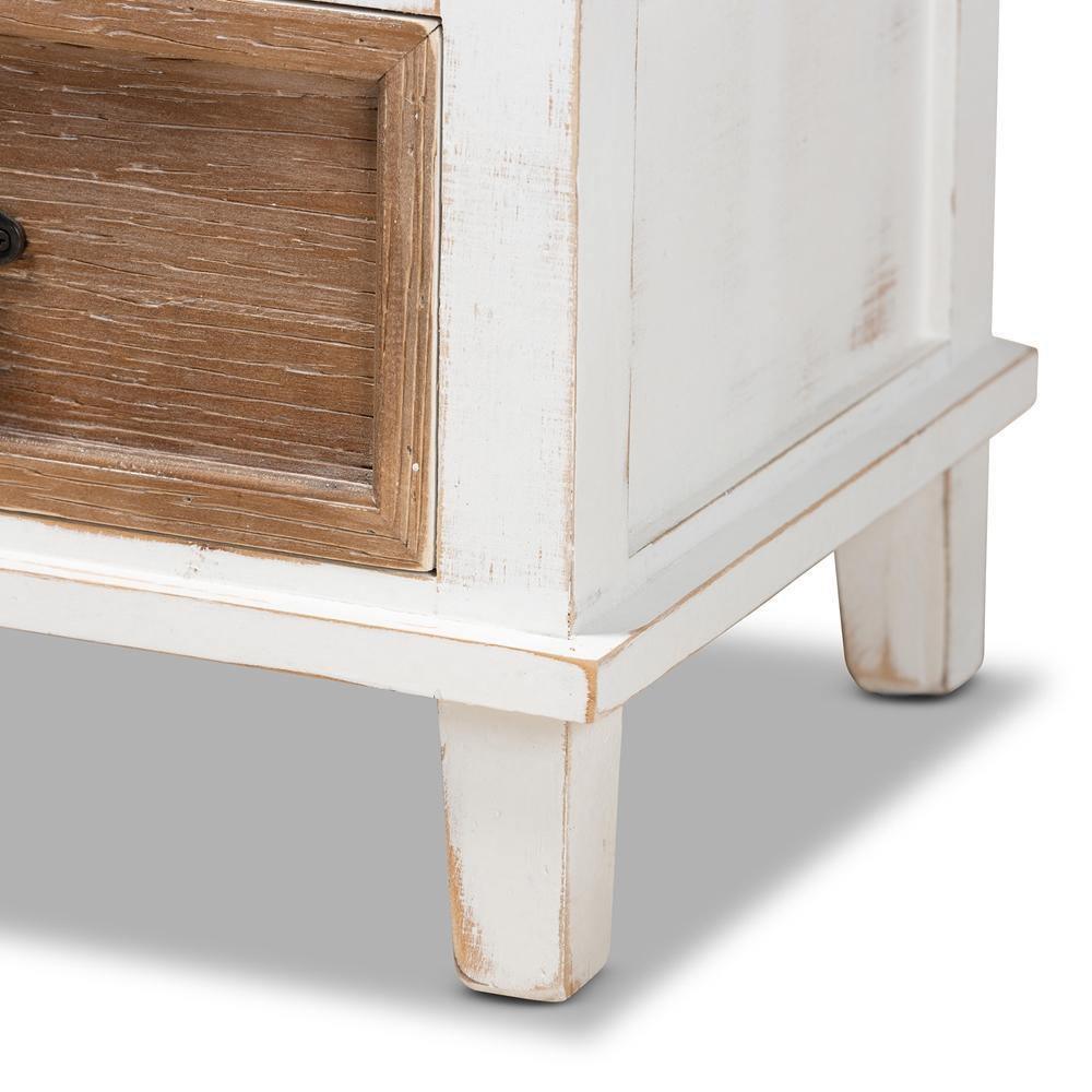 Glynn Rustic Farmhouse Weathered Two-Tone White and Oak Brown Finished Wood 1-Drawer Nightstand FredCo