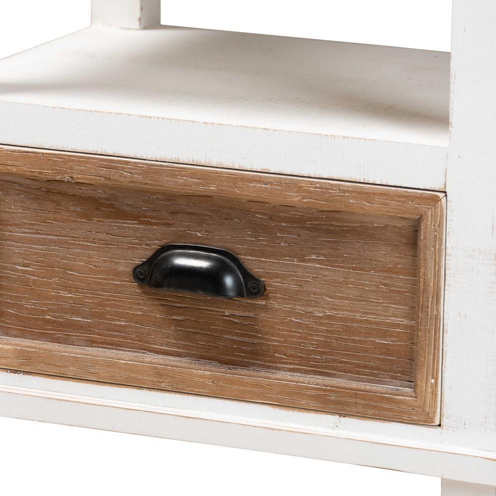 Glynn Rustic Farmhouse Weathered Two-Tone White and Oak Brown Finished Wood 1-Drawer Nightstand FredCo