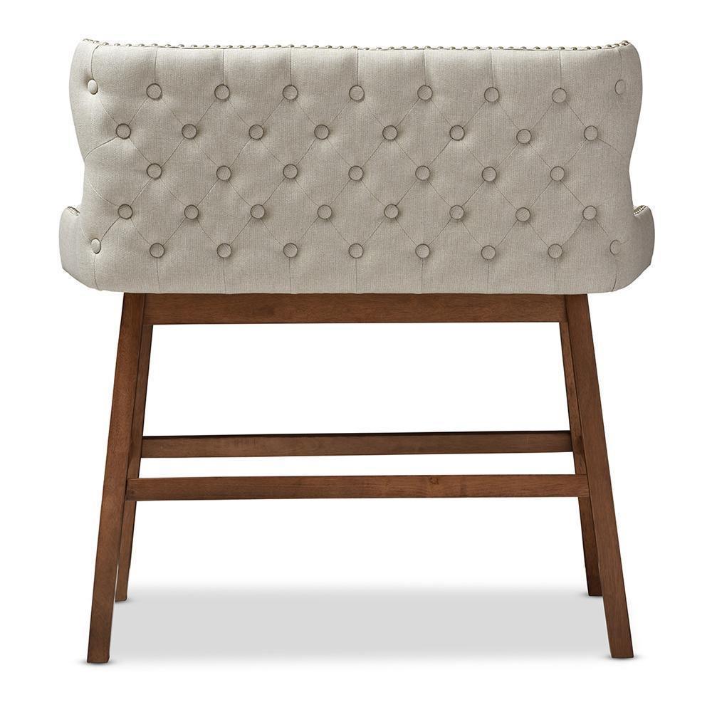 Gradisca Modern and Contemporary Light Beige Fabric Button-tufted Upholstered Bar Bench Banquette FredCo