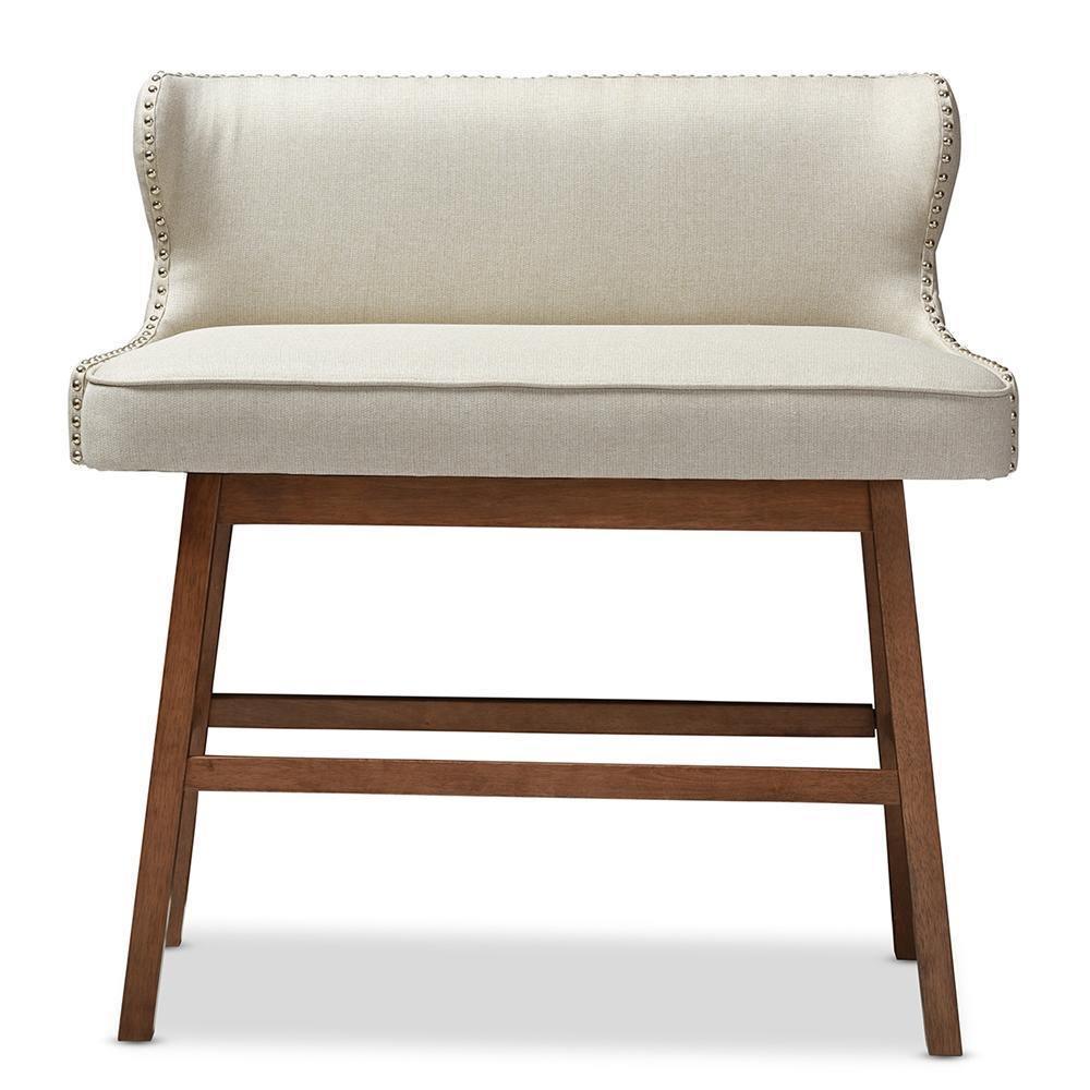 Gradisca Modern and Contemporary Light Beige Fabric Button-tufted Upholstered Bar Bench Banquette FredCo