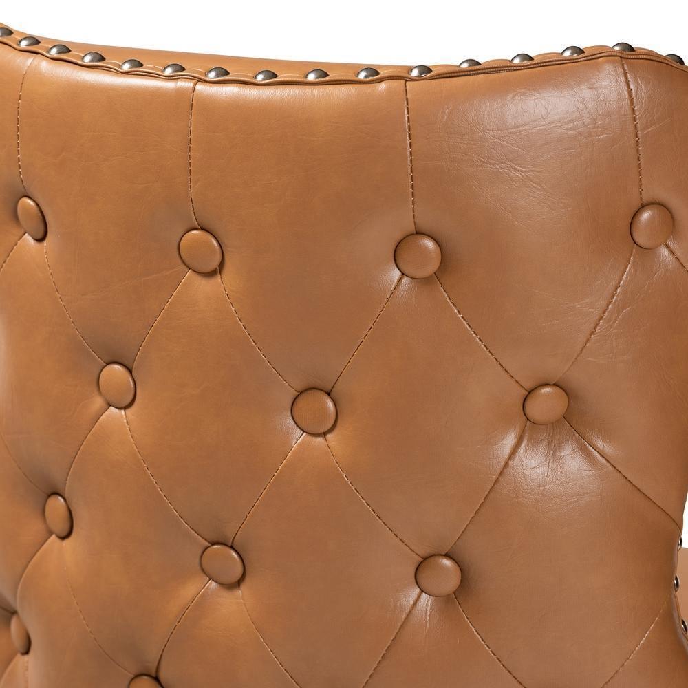 Gradisca Modern and Contemporary Tan Faux Leather Upholstered and Walnut Brown Finished Wood 2-Piece Swivel Bar Stool Set FredCo