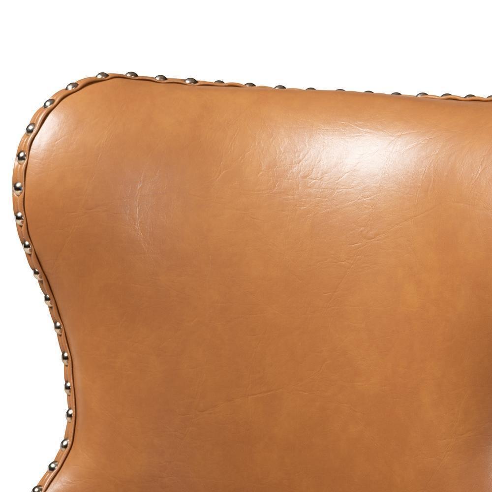 Gradisca Modern and Contemporary Tan Faux Leather Upholstered and Walnut Brown Finished Wood 2-Piece Swivel Bar Stool Set FredCo