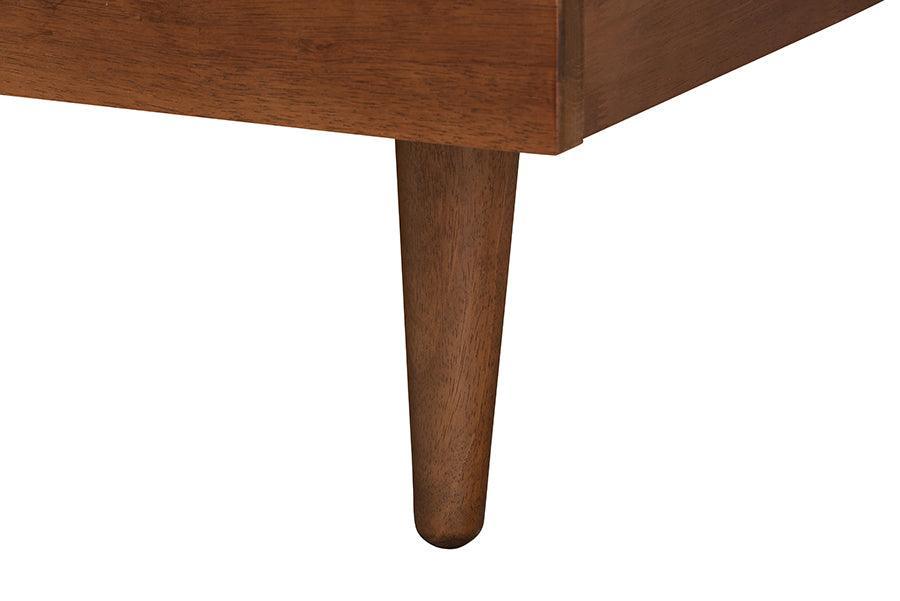 Graham Mid-Century Modern Transitional Ash Walnut Finished Wood Queen Size Platform Storage Bed with Built-In Nightstands FredCo