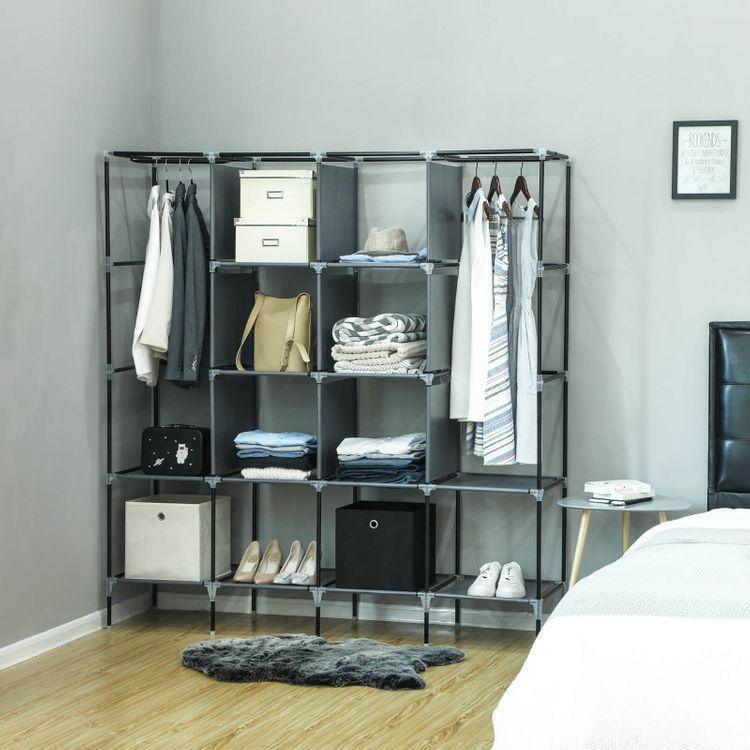 Gray Fabric Wardrobe FredCo