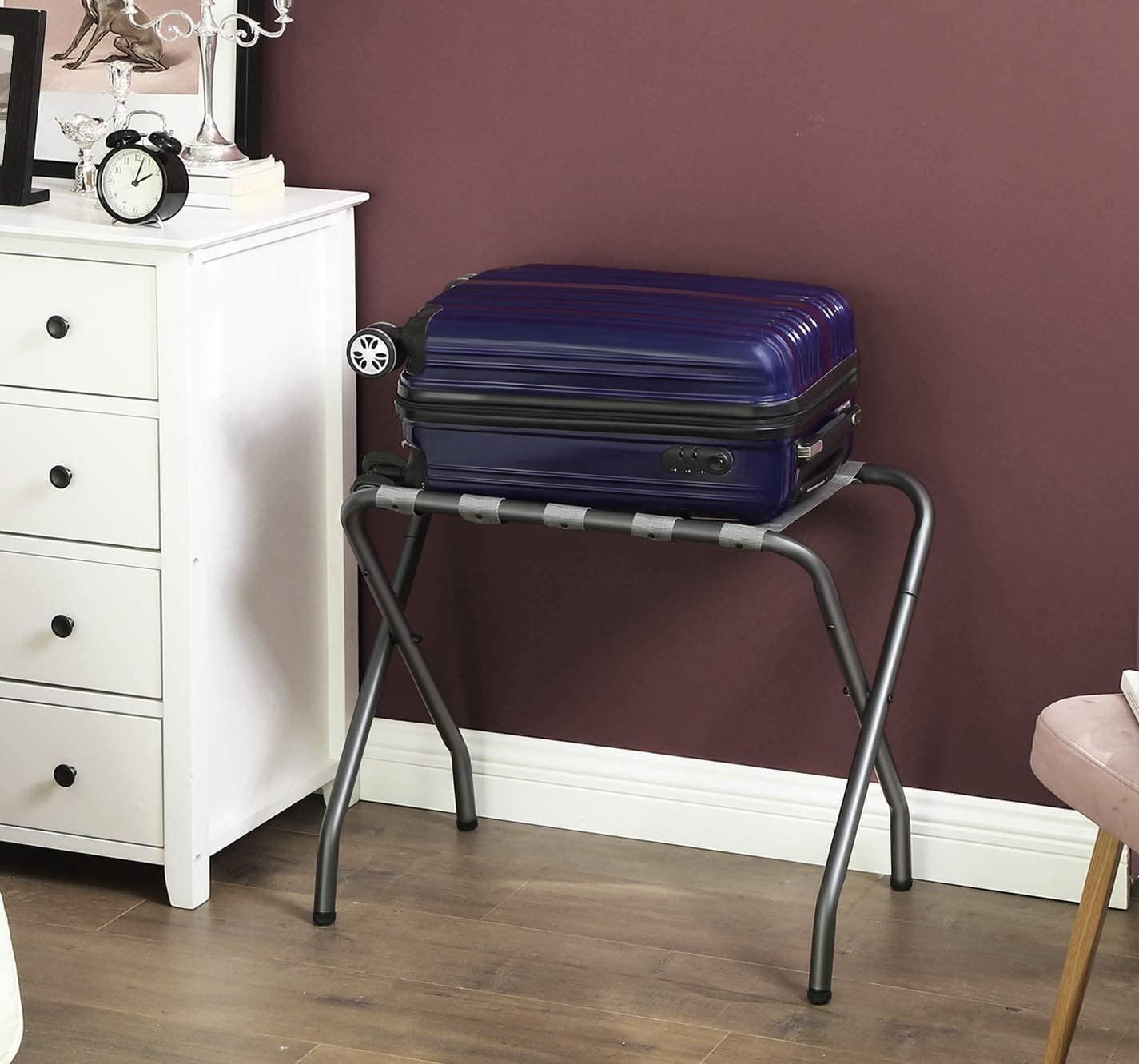 Gray Metal Folding Luggage Rack FredCo