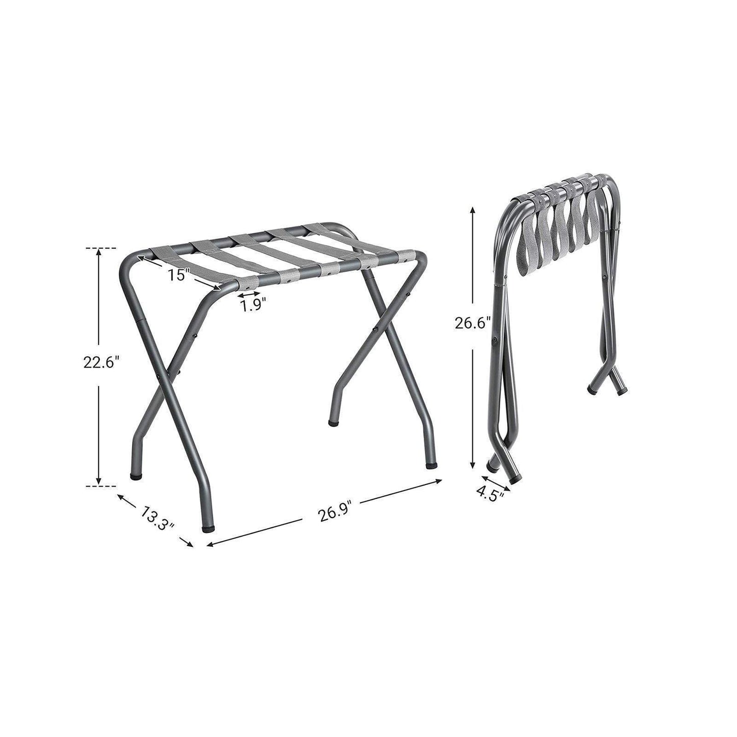 Gray Metal Folding Luggage Rack FredCo