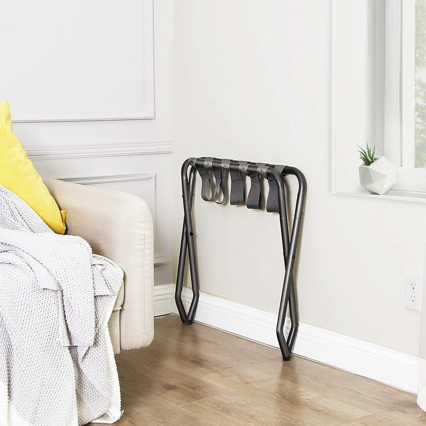Gray Metal Folding Luggage Rack FredCo