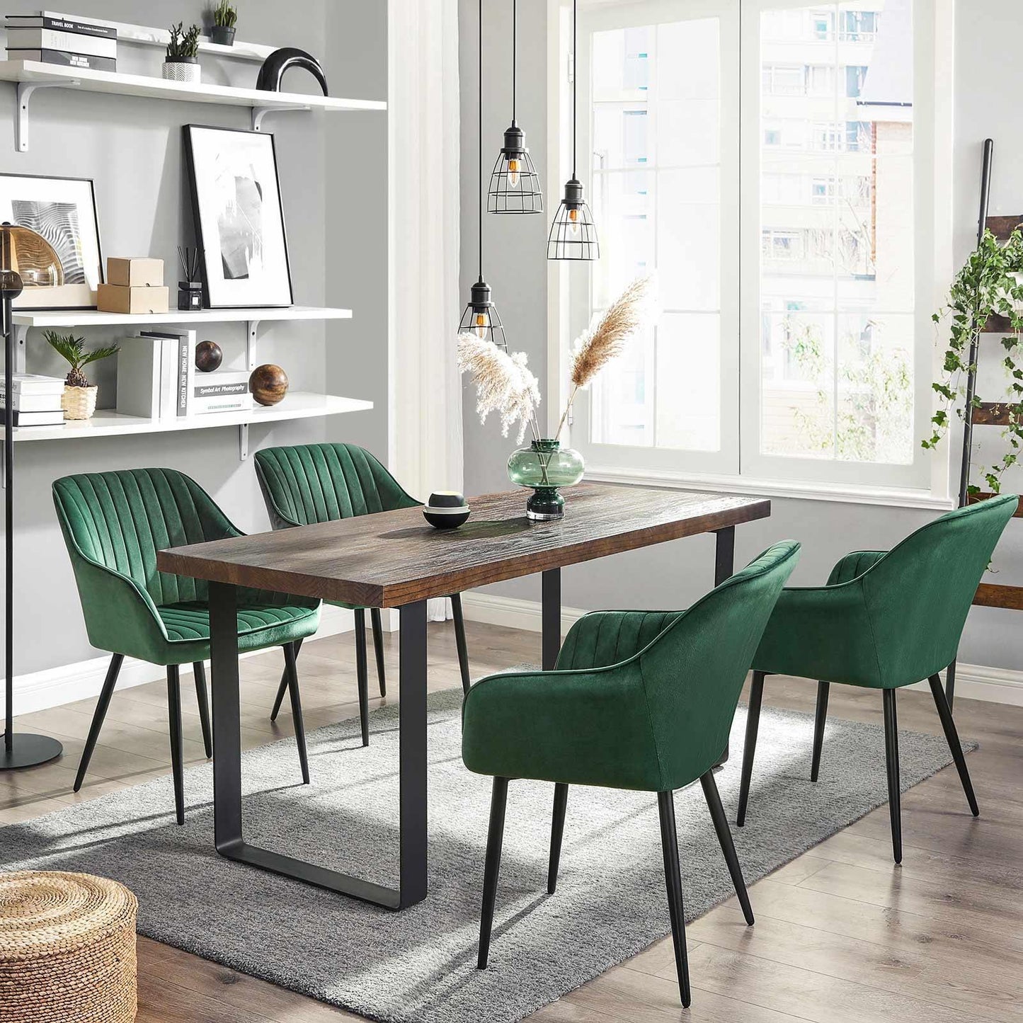 Green Dining Chair with Armrests FredCo