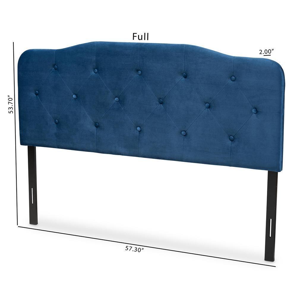 Gregory Modern and Contemporary Navy Blue Velvet Fabric Upholstered Full Size Headboard FredCo
