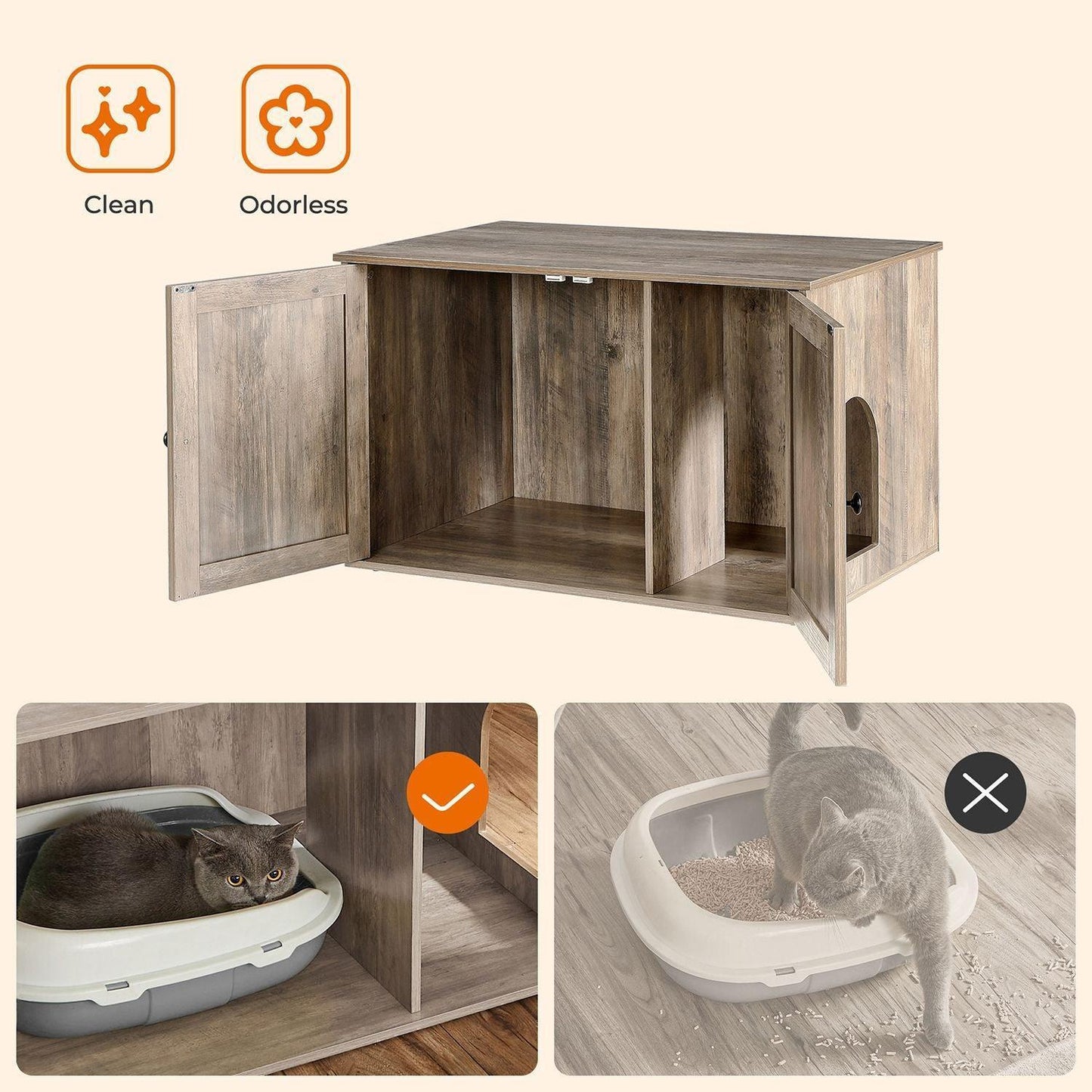 Greige Cat Litter Box Enclosure FredCo