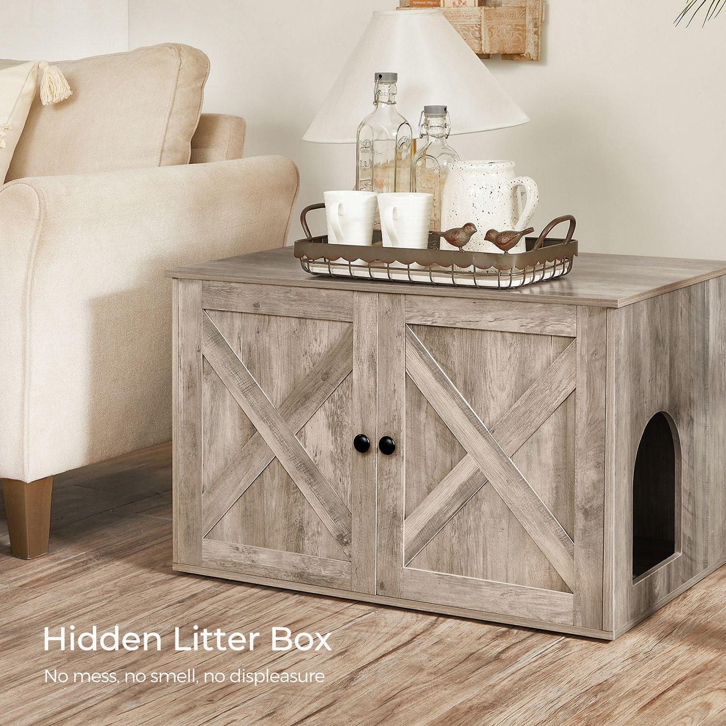 Greige Cat Litter Box Enclosure FredCo