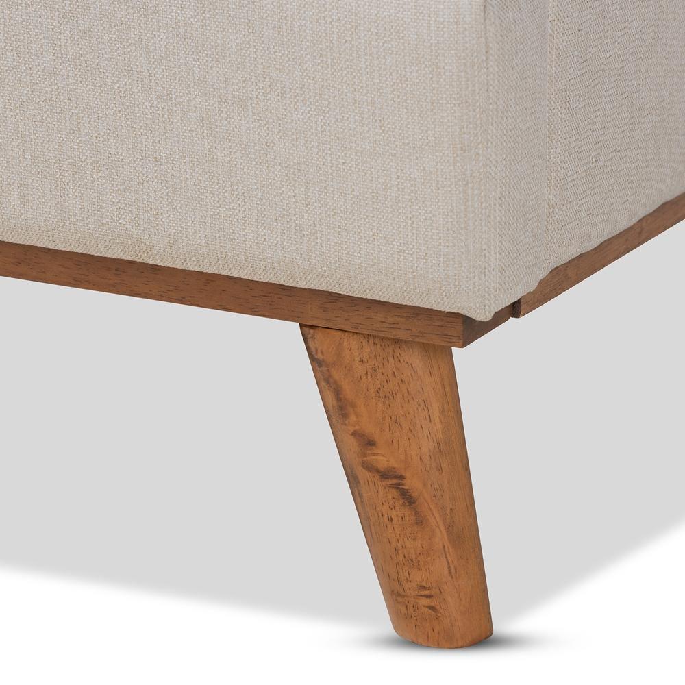 Gretchen Modern and Contemporary Light Beige Fabric Upholstered and Walnut Brown Finished Wood King Size Platform Wingback Bed FredCo