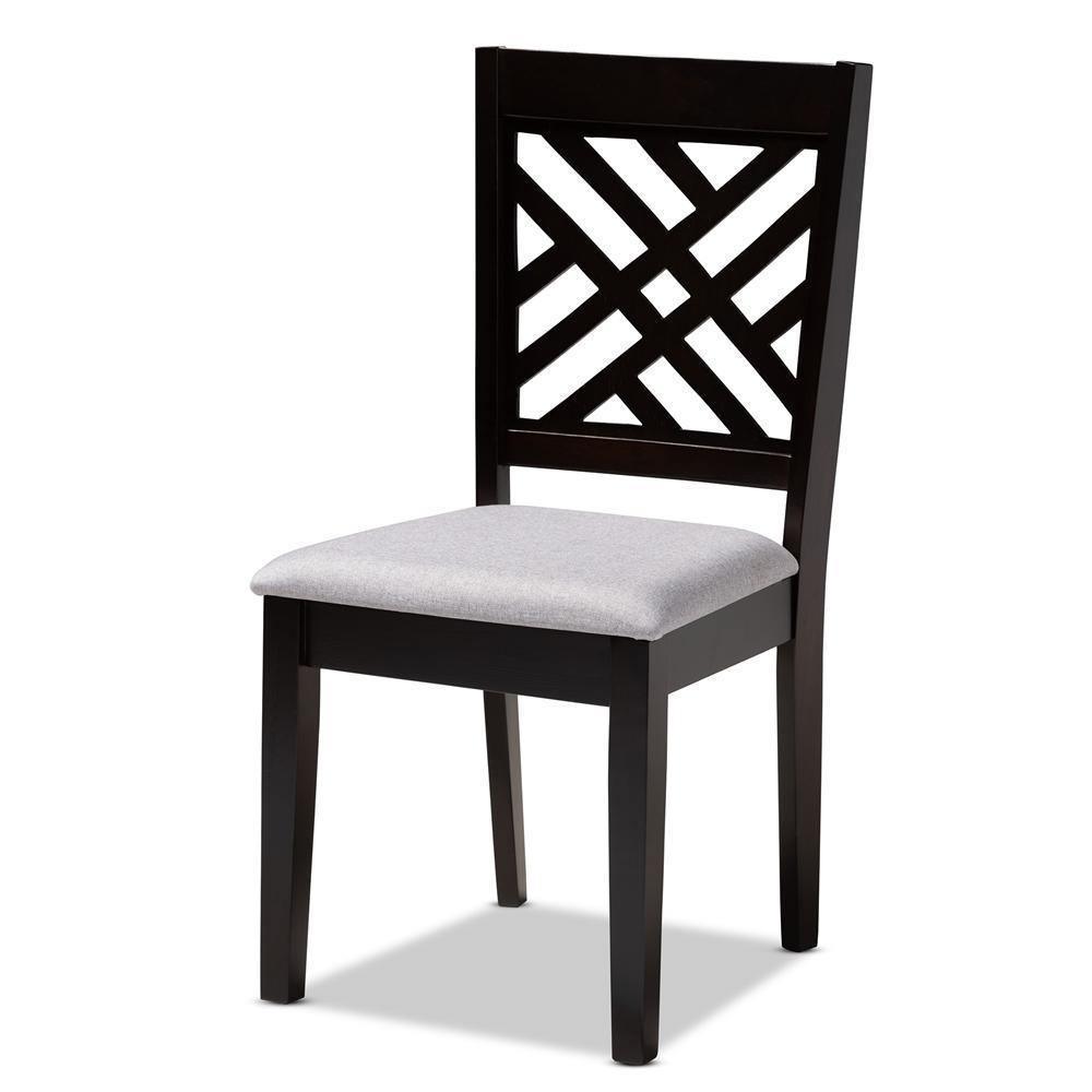 Gustavo Modern and Contemporary Grey Fabric Upholstered and Dark Brown Finished Wood 6-Piece Dining Set FredCo