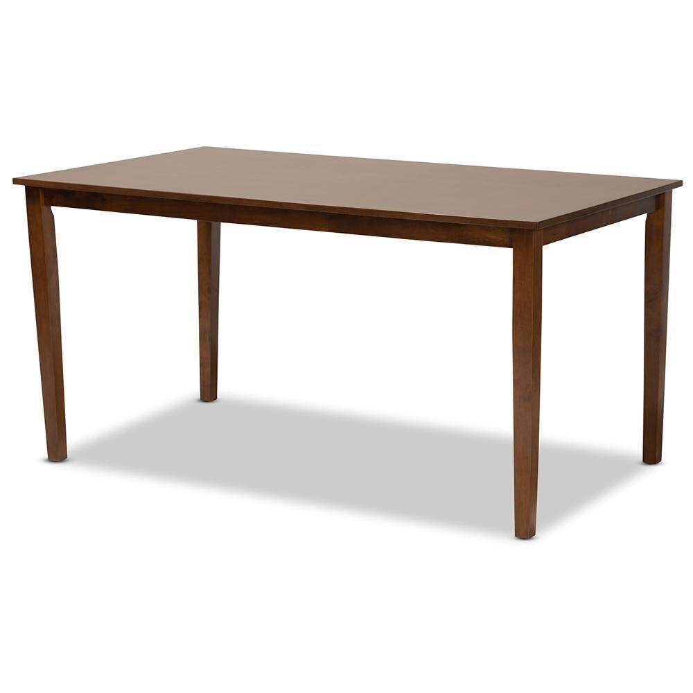 Gustavo Modern and Contemporary Grey Fabric Upholstered and Walnut Brown Finished Wood 6-Piece Dining Set FredCo