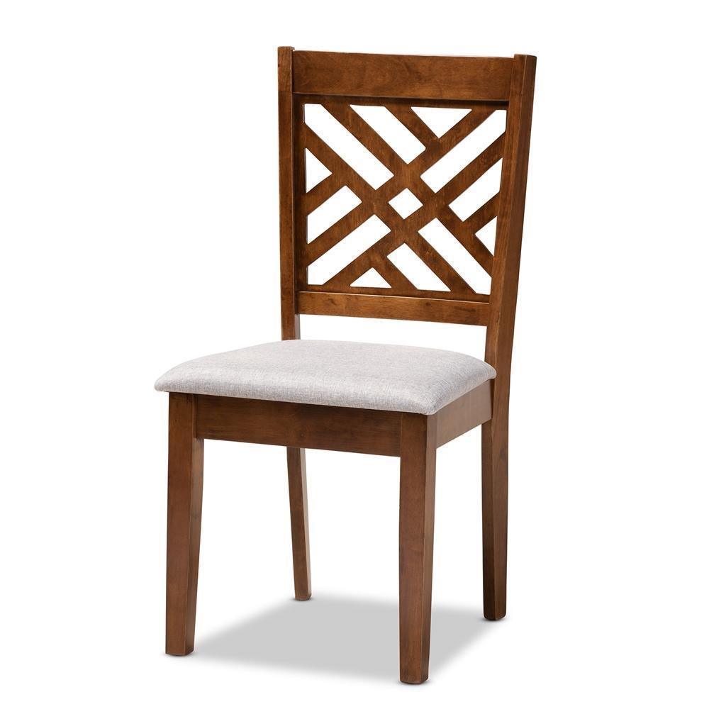 Gustavo Modern and Contemporary Grey Fabric Upholstered and Walnut Brown Finished Wood 6-Piece Dining Set FredCo