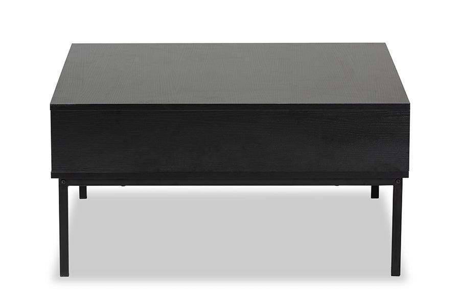 Haben Modern and Contemporary Two-Tone Oak Brown and Black Finished Wood Coffee Table FredCo