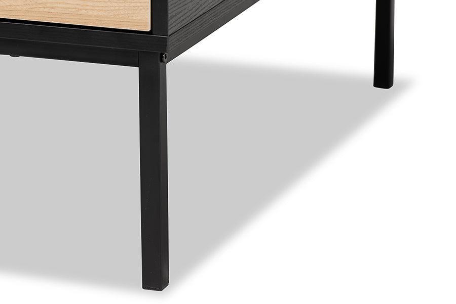 Haben Modern and Contemporary Two-Tone Oak Brown and Black Finished Wood Coffee Table FredCo