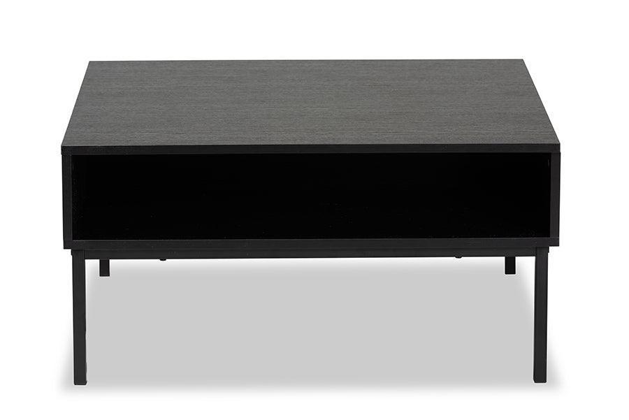 Haben Modern and Contemporary Two-Tone Oak Brown and Black Finished Wood Coffee Table FredCo