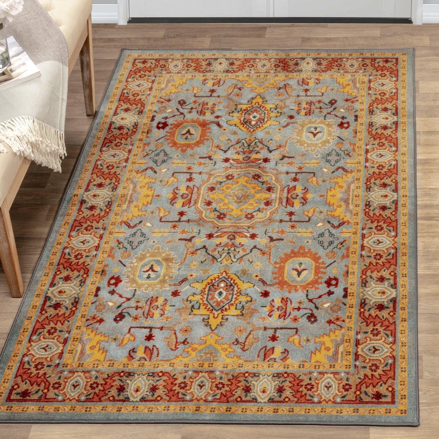 Hadar Non-Slip Foldable Oriental Traditional Rug FredCo