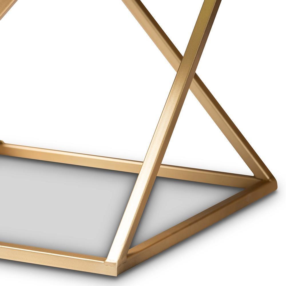 Hadley Modern and Contemporary Gold Finished Metal End Table with Marble Tabletop FredCo