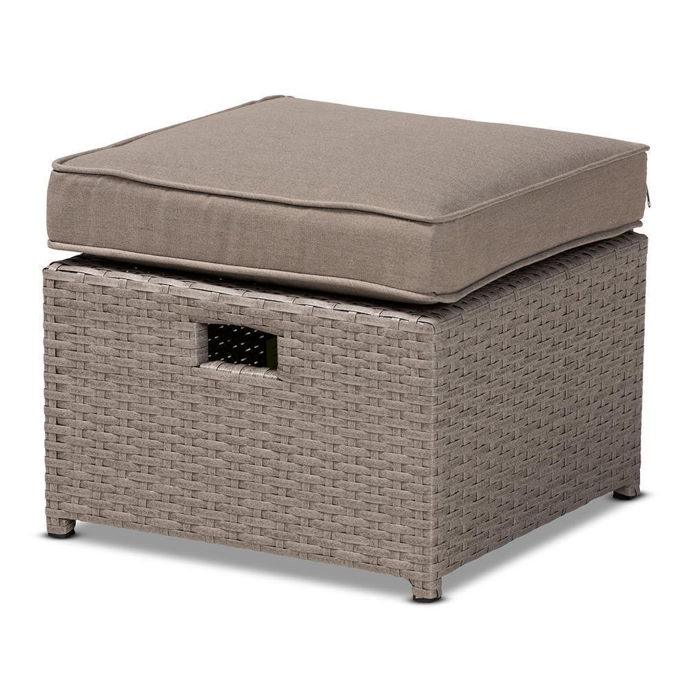 Haina Modern and Contemporary Grey Fabric Upholstered and Grey Finished Synthetic Rattan 6-Piece Patio Set FredCo