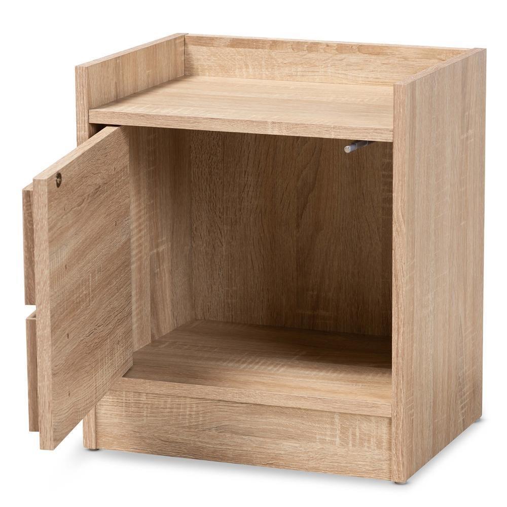 Hale Modern and Contemporary Oak Finished Wood 1-Door Nightstand FredCo