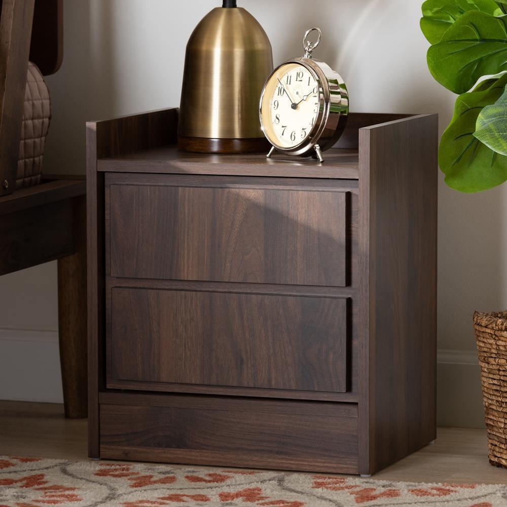 Hale Modern and Contemporary Walnut Brown Finished Wood 1-Door Nightstand FredCo