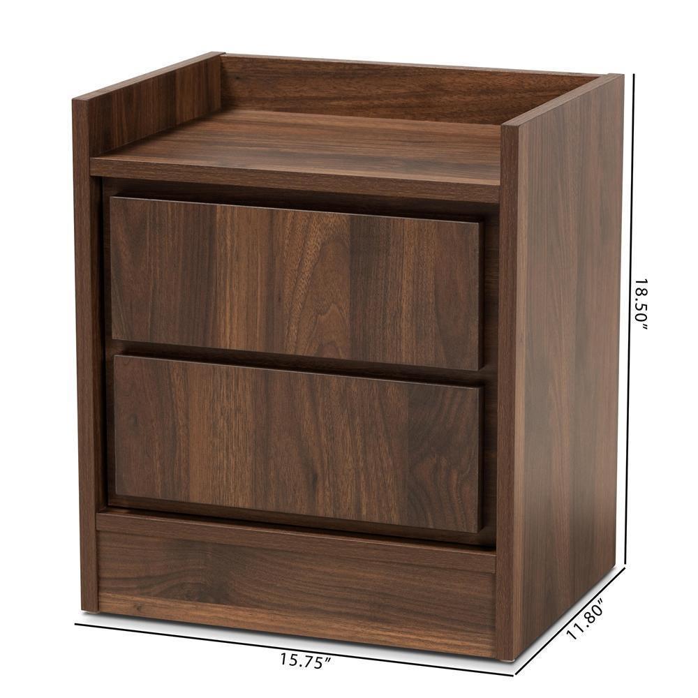 Hale Modern and Contemporary Walnut Brown Finished Wood 1-Door Nightstand FredCo