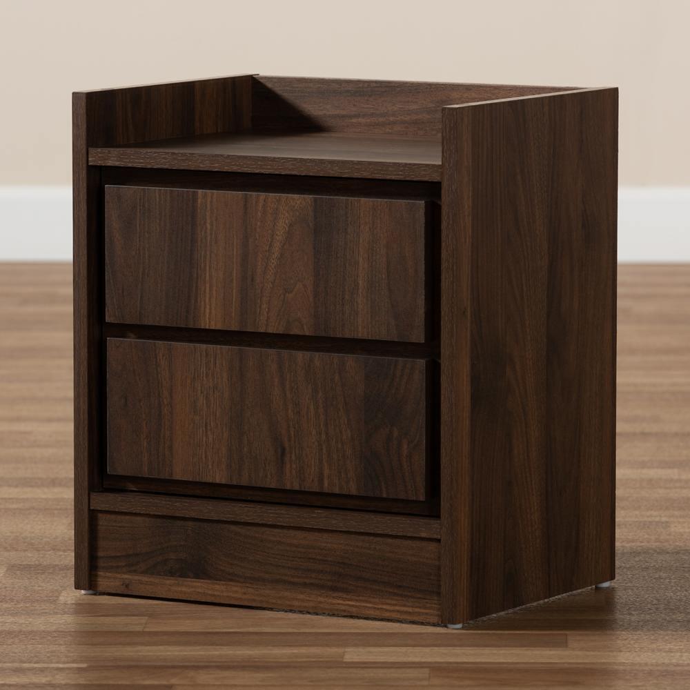 Hale Modern and Contemporary Walnut Brown Finished Wood 1-Door Nightstand FredCo