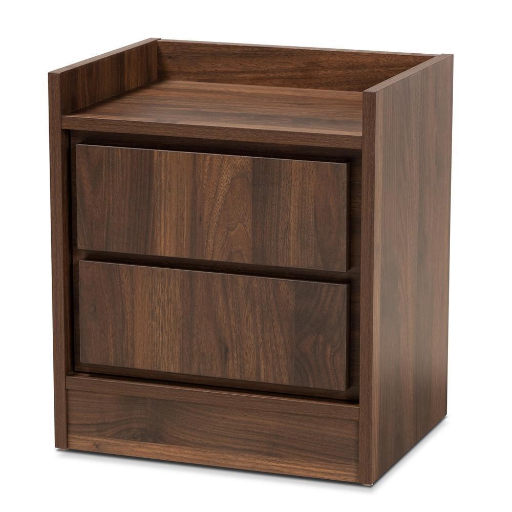 Hale Modern and Contemporary Walnut Brown Finished Wood 1-Door Nightstand FredCo