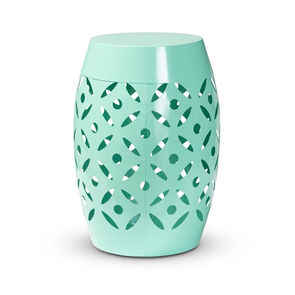 Hallie Modern and Contemporary Aqua Finished Metal Outdoor Side Table FredCo
